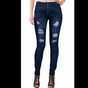 Women Butt Lift 3 Button High Waist Skinny Jeans